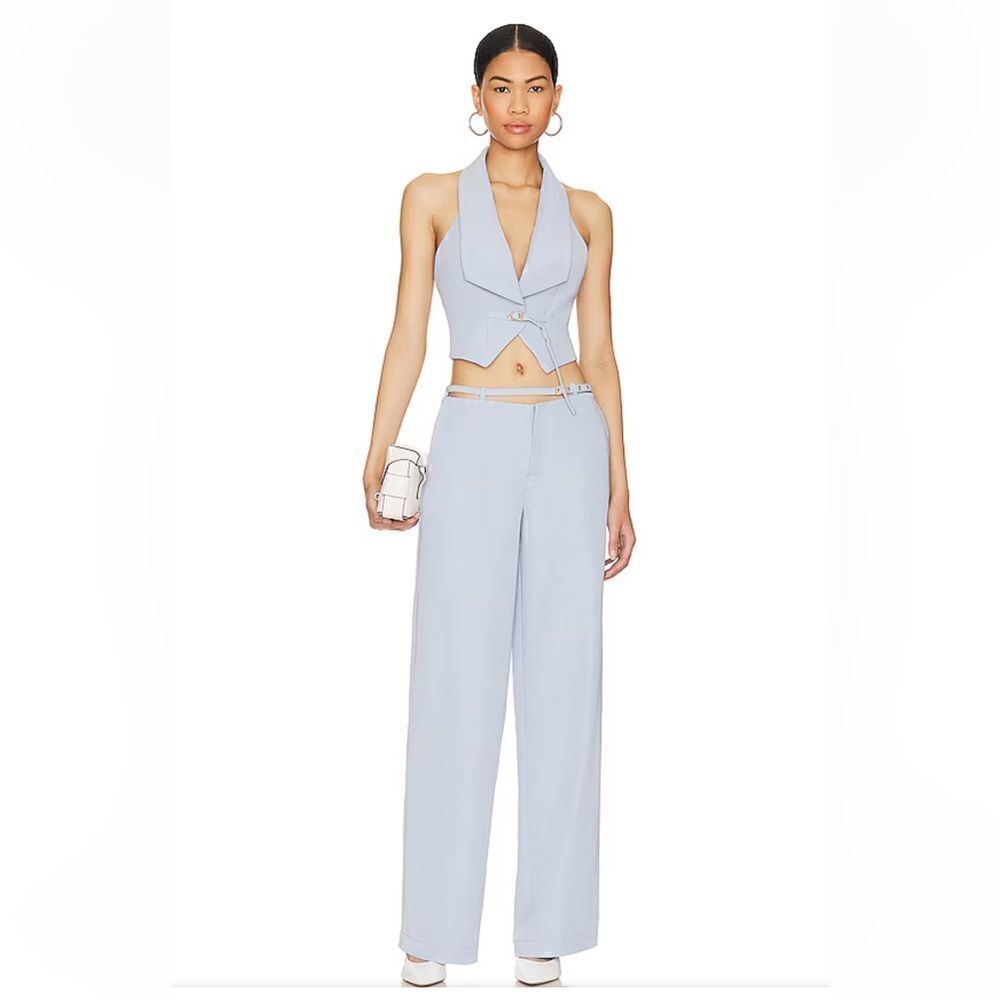 Lovers And Friends Frankie Pants soft blue trousers cut out waist Revolve S
